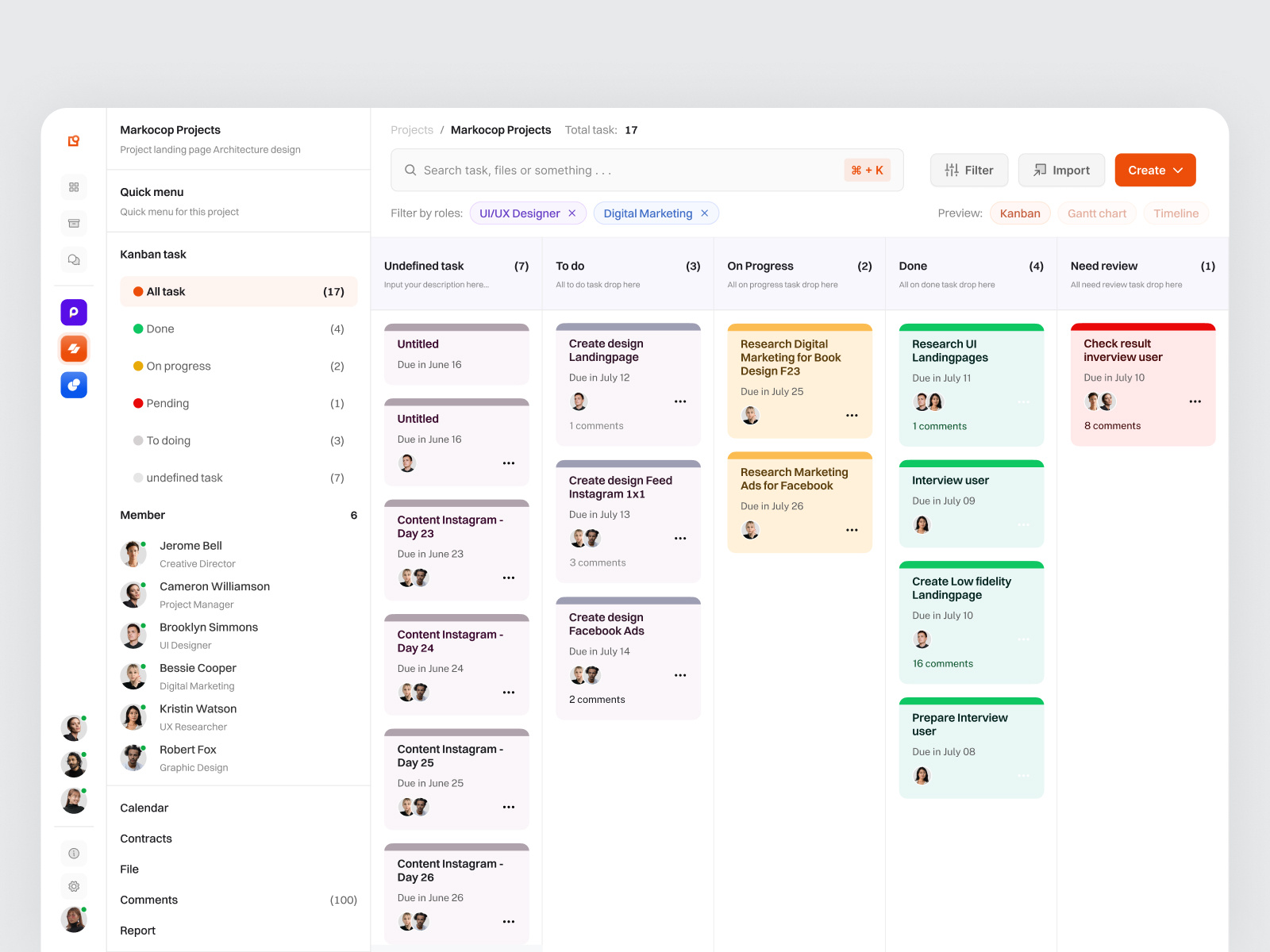 Tasktask - Project Management Dashboard 📌 activity dashboard dashboard data digital product management kanban management navbar product design project collaboration roadmap saas saas design saas product sidebar task task collaboration task tracking timeline tracking ui design