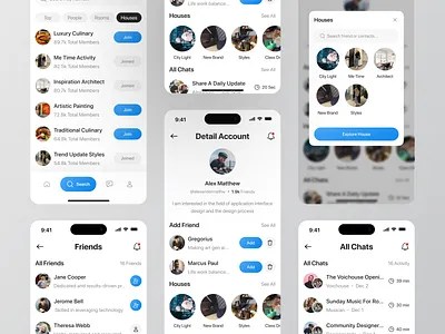 Profile & Chats apps chats clean design interface minimal mobile notification profile social networking ui ui design ux voicehouse