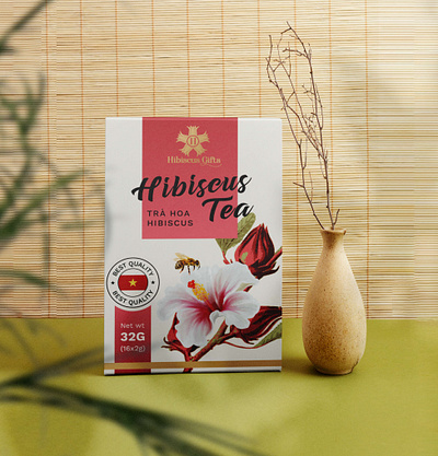 HIBISCUS TEA | PACKAGING DESIGN branding design hibiscus illustration package packaging tea brand tea packaging typography vector