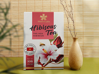 HIBISCUS TEA | PACKAGING DESIGN branding design hibiscus illustration package packaging tea brand tea packaging typography vector