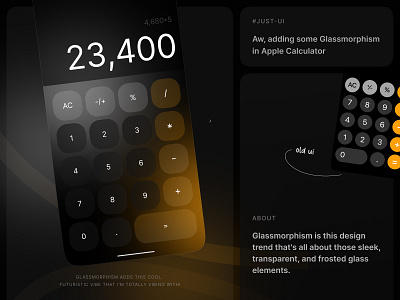 Apple's calculator revamped. app appl bento calculator design glass glass morphism mobile ui ux