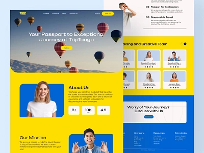 Trip Tango - About page for travel about page adventure designs desktop figma landing landing page our mission plane tourism travel traveling trip ui vacation web