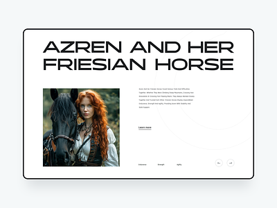 Azren And Her Friesian Horse page ui ux web web design web site webpage website website designer