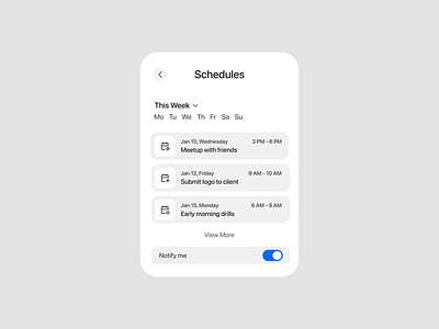 Schedules - Modal app bar calendar component date design design system event figma landing page light minimalist modal nav bar notification schedule ui ui design ui kit widget
