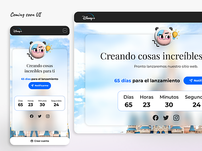 Coming soon alert call to action coming soon disney ui figma home mobile mobile first motion ui navbar notification notify prototyping signin ui ui design user centered design user interface ux web design