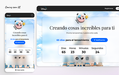 Coming soon alert call to action coming soon disney ui figma home mobile mobile first motion ui navbar notification notify prototyping signin ui ui design user centered design user interface ux web design