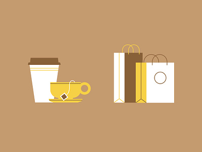 Cafe and shopping illos bag cafe coffee illustration retail shopping tea