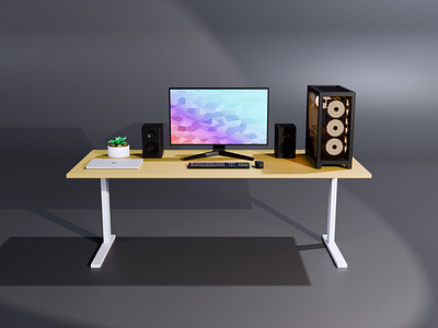 Workstation 3d blender desk illustration mac pc