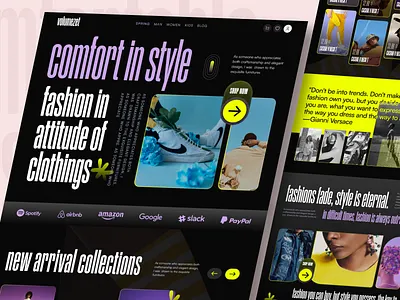 VolumeZet - Fashion Full Homepage UI bento grid bold branding dark theme design ecommerce fashionui figma illustration landing page minimal responsive uiux user interface webdesign webflow website