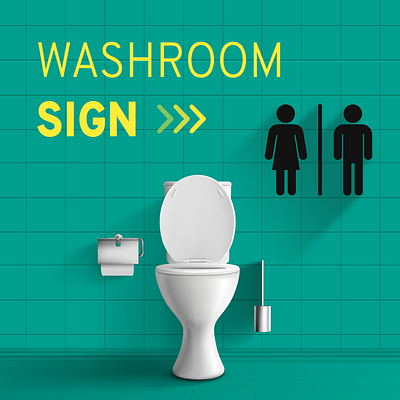 Washroom Sign | Toilet | Icon Design 2024 banner design branding designs graphics icon icon design illustration inspirational logo sign symbol design toilet board typography uiux washroom icon