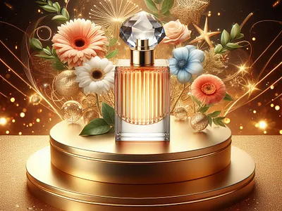 Best Perfume Design Image with Podium 2024 AI Power Tool 3d graphic design motion graphics ui