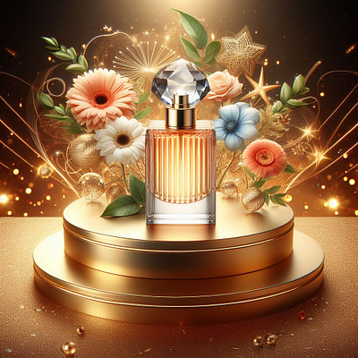 Best Perfume Design Image with Podium 2024 AI Power Tool 3d graphic design motion graphics ui