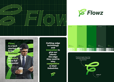 Logo and branding concept for Flowz brand identity branding colorful logo f letter logo f logo green logo icon illustration logo logo design minimal modern