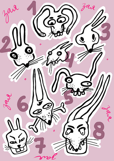 Rabbits animal character comic creepy illustration iradorn pink procreate rabbit white