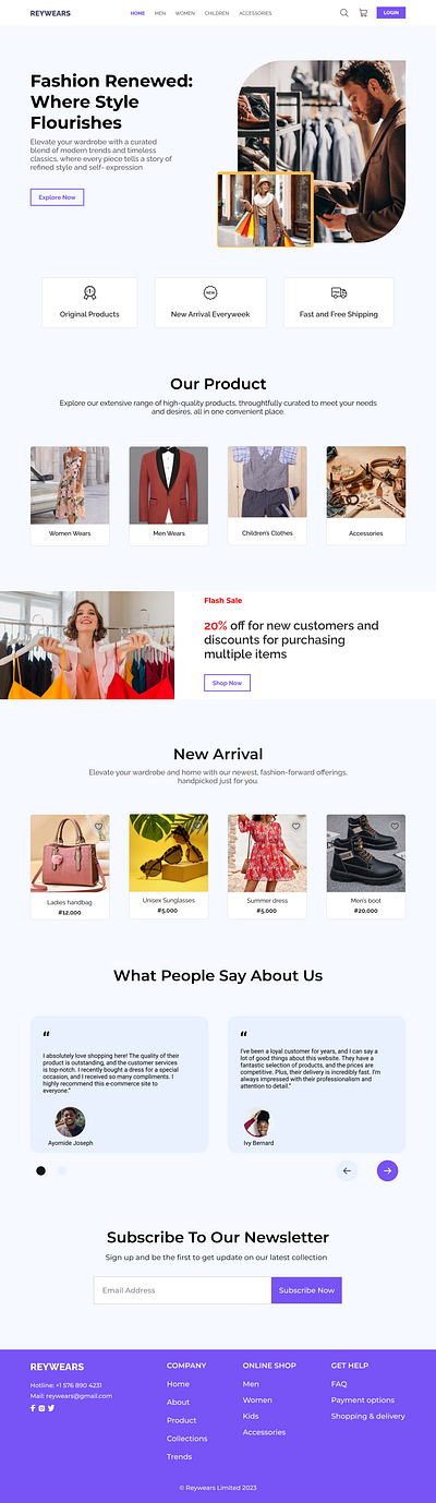 E-commerce landing page e commerce ui ux