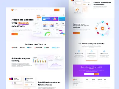 ManageX - Service Management Landing Page @musa30 creative design designer for you landing page management recent saas saas product service trend ui ux website
