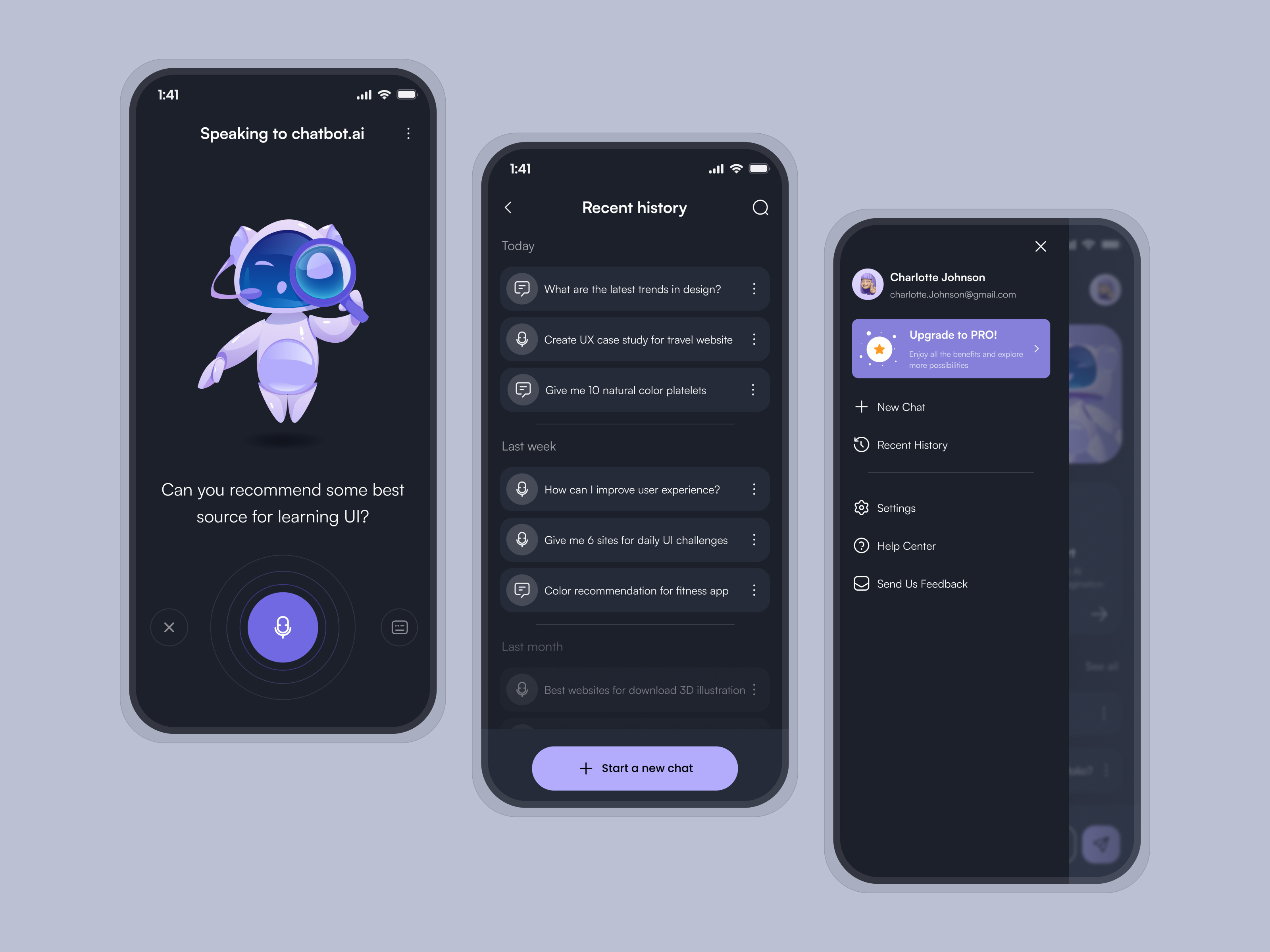 AI Chatbot App UI by Ava Fami on Dribbble