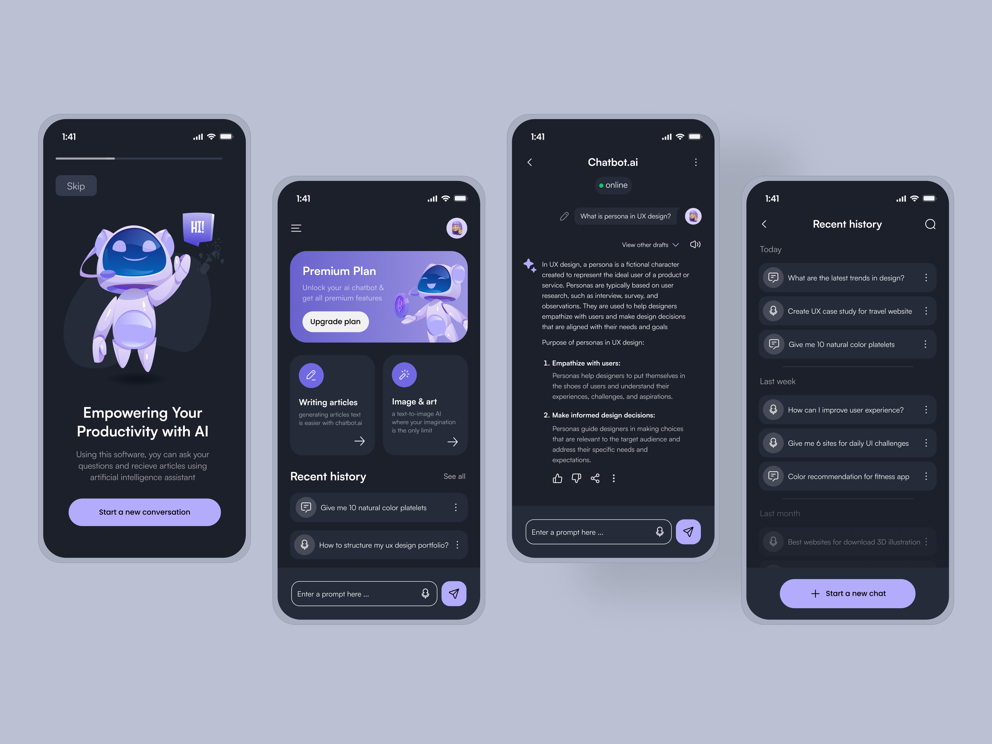 AI Chatbot App UI by Ava Fami on Dribbble