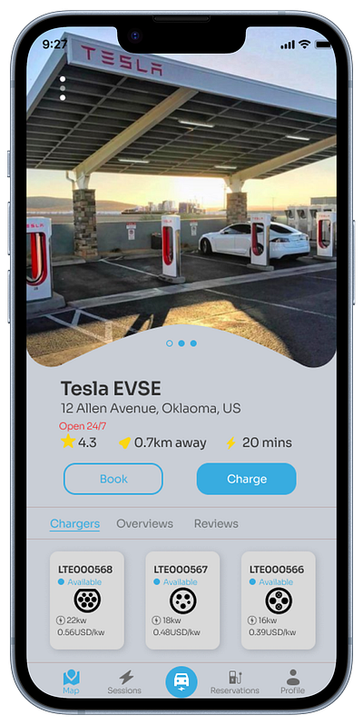 I designed 5 screens of an Electric car charging locator app... productdesign ui uxdesign