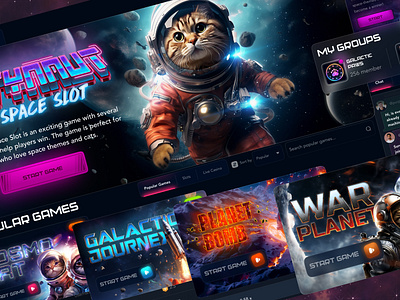 Kitty Space Casino Dashboard casino game casino ui casino ui design design gambling gambling design online casino ui ux web design