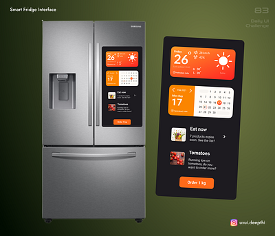 Smart Fridge Interface | Daily UI Challenge # 83/90 ui design ux design uxui designer