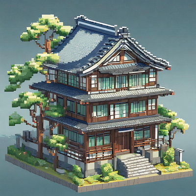 Tokyo House Pixel Art 3d design graphic design illustration pixelart