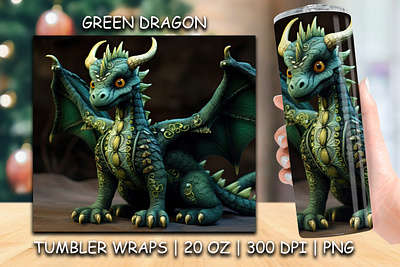 20 oz Dragon Tumbler, 3d Sublimation Tumbler Wrap nature cartoon