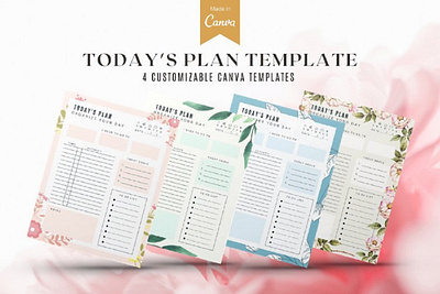 Today's Plan Planner Page, 4 Styles Canva Template animation