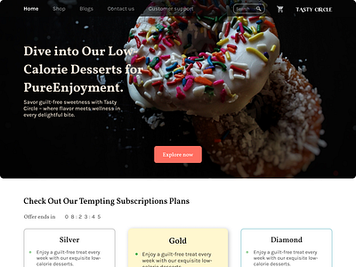 Low-Calorie Desserts website Design desserts ui design healthy diet website design low calorie desserts website