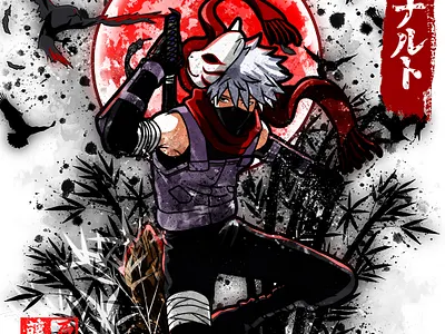 KAKASHI INK drawing fujiwara08 graphic design illustration kakashi naruto photoshop sumie