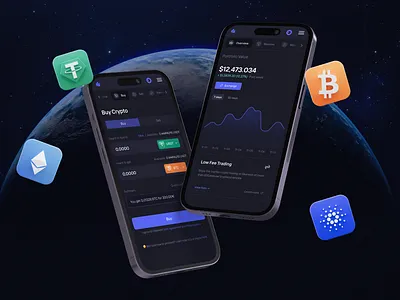 Crypto Exchange 3d app mobile design