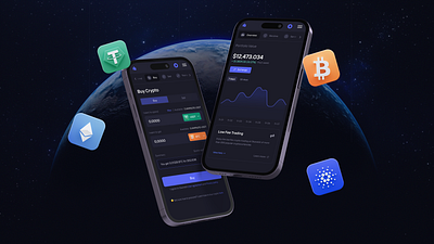 Crypto Exchange 3d app mobile design