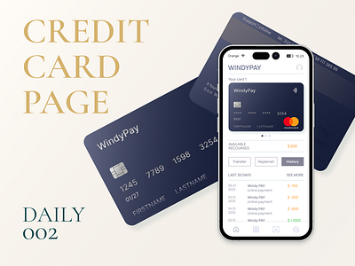 Design for Credit card page app creditcard daily mobile mobileapp ui uidesign uiux ux
