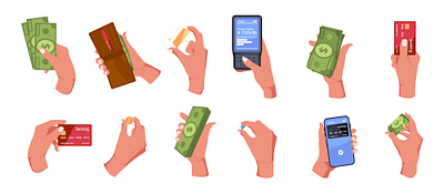 Icons of hands with money. Vector illustrations. adobe illustrator hands icons illustration money payments project vector