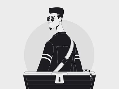 Inktober 22' Day 2 2d character city dude faith flat god heart hipster illustration inktober monochrome treasure treasure chest vector