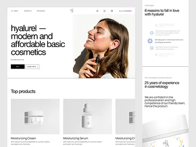 Clean website for organic cosmetics shop | E-commerce aesthetic b2c beauty black clean cosmetics e commerce girl landing modern organic sales shop simple store trends ui web website white
