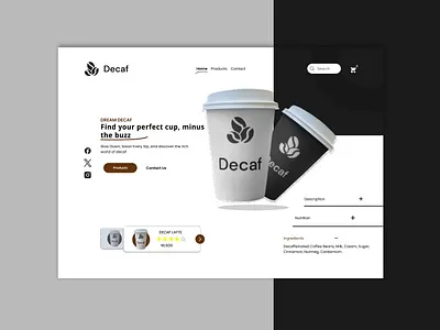 Decaf Hero page branding hero page landing page ui