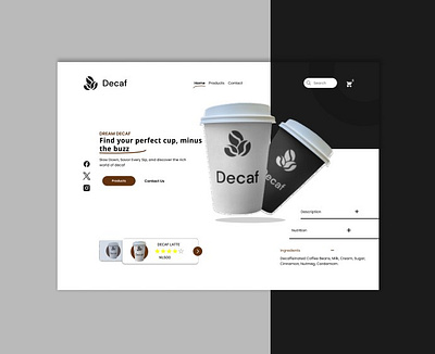 Decaf Hero page branding hero page landing page ui