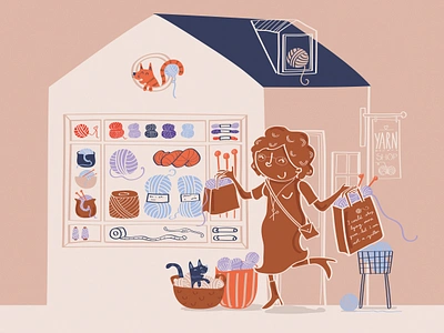 Yarn Shop design house illustration illustrator shop yarn