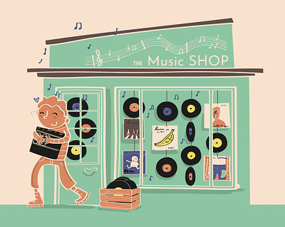 Record Shop design illustration illustrator music record records shop shops vinyl