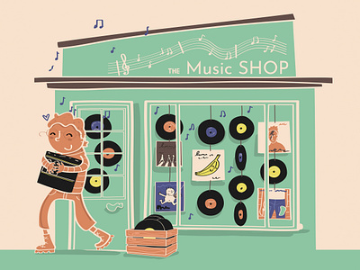 Record Shop design illustration illustrator music record records shop shops vinyl