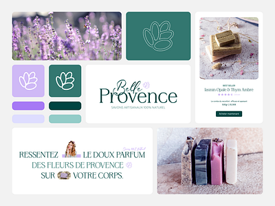 Belle Provence Branding brand identity branding flower flower brand graphic chart graphic design green branding green identity green logo lavender brand logo natural brand purple branding purple logo soap brand summer brand summer logo ui visual identity