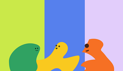 Colorful Companions in Playland digital art illustration