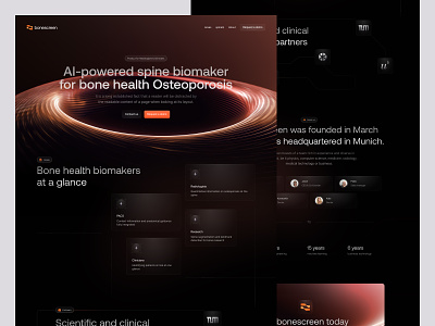 bonescreen - Landing page exploration [1] ai app dark darkmode design desktop futuristic glass glassmorphism gradient health healthcare landingpage modern ui ui design ux website