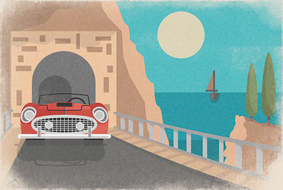 Amalfi Coast card illustration