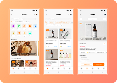 Zepper App(Luxury perfumes) branding dark theme design ecommerce light theme logo luxury mobile app perfumes ui uiux