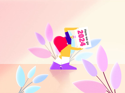 2024 Greeting character character animation character design colorful colors duik greetings happy new year illustration motion design motion graphics opentowork plants
