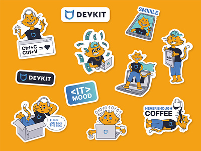 Stickers for IT company adobe illustrator branding graphic design logo stickers