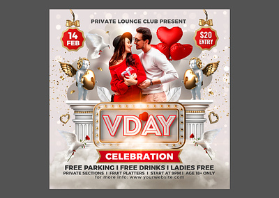 Valentines Day Flyer couple flyer love poster poster valentine valentines day party
