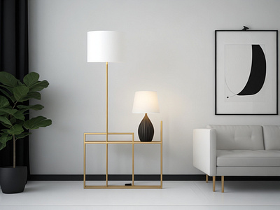 Minimalist Living Room Lamp Interior Mockup Frame 3d Render 3d render concept graphic graphic design mockup